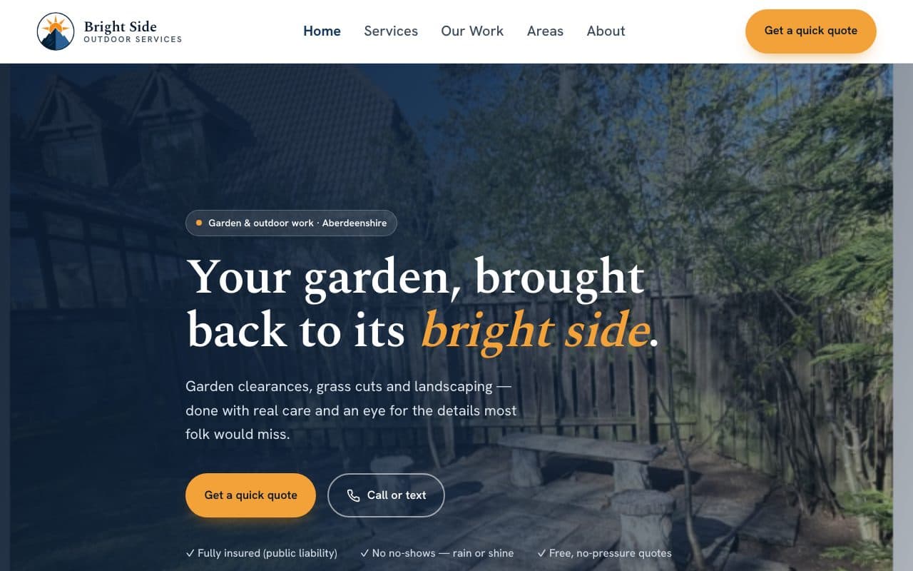 Bright Side Outdoor Services website